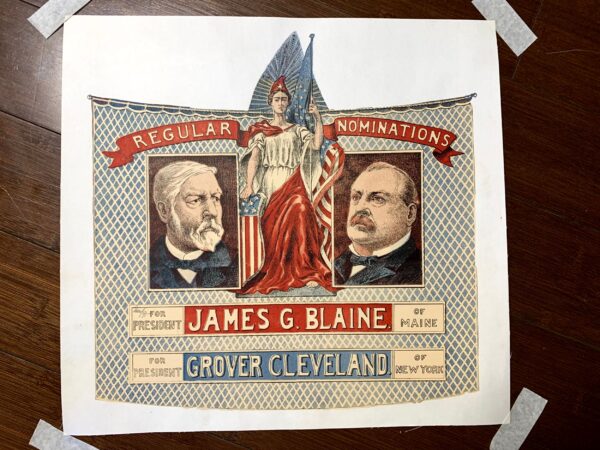 James G. Blaine and Grover Cleveland (1884) 13"x13" US Presidential Campaign Poster LB