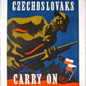 Czechoslovaks Carry On - Art by Paz (1944) US WWII Poster LB