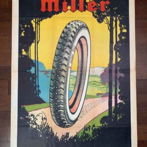 Pneus Miller Tire - Art by Georges Hamel (1948) 31.5" x 47.25" Belgian Advertising Poster