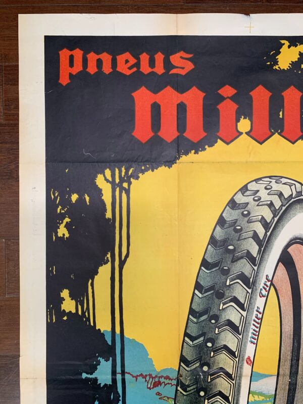 Pneus Miller Tire - Art by Georges Hamel (1948) 31.5" x 47.25" Belgian Advertising Poster - Image 2