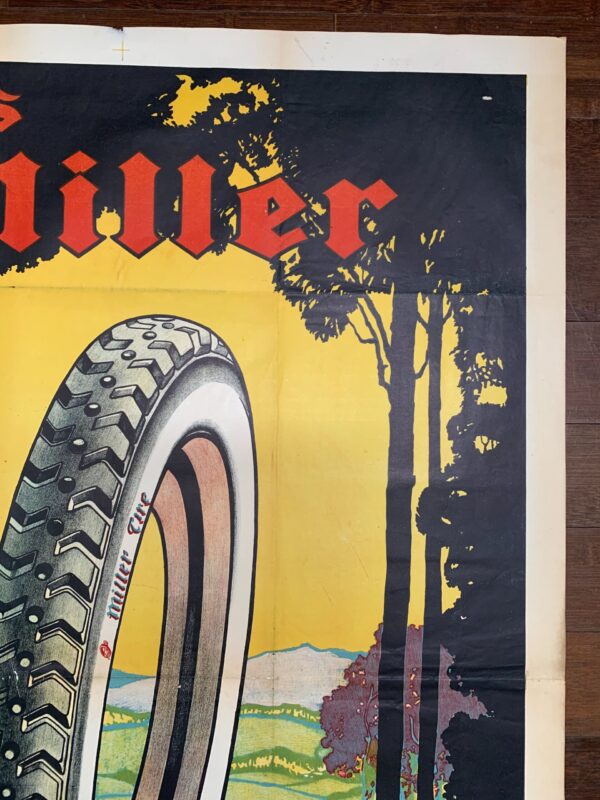 Pneus Miller Tire - Art by Georges Hamel (1948) 31.5" x 47.25" Belgian Advertising Poster - Image 3