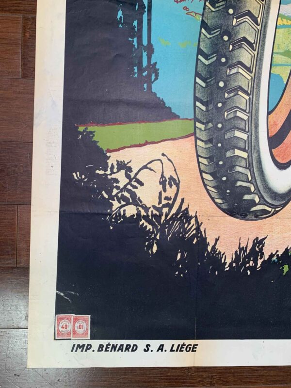 Pneus Miller Tire - Art by Georges Hamel (1948) 31.5" x 47.25" Belgian Advertising Poster - Image 5