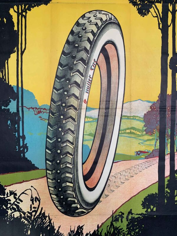Pneus Miller Tire - Art by Georges Hamel (1948) 31.5" x 47.25" Belgian Advertising Poster - Image 7