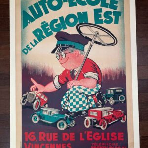 Auto-Ecole - Art by A. Cahon (1934) 31.5x47.5 French Advertising Poster LB