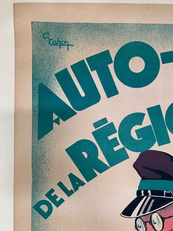 Auto-Ecole - Art by A. Cahon (1934) 31.5x47.5 French Advertising Poster LB - Image 2
