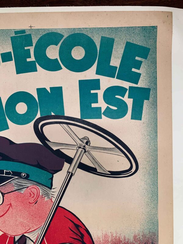 Auto-Ecole - Art by A. Cahon (1934) 31.5x47.5 French Advertising Poster LB - Image 3