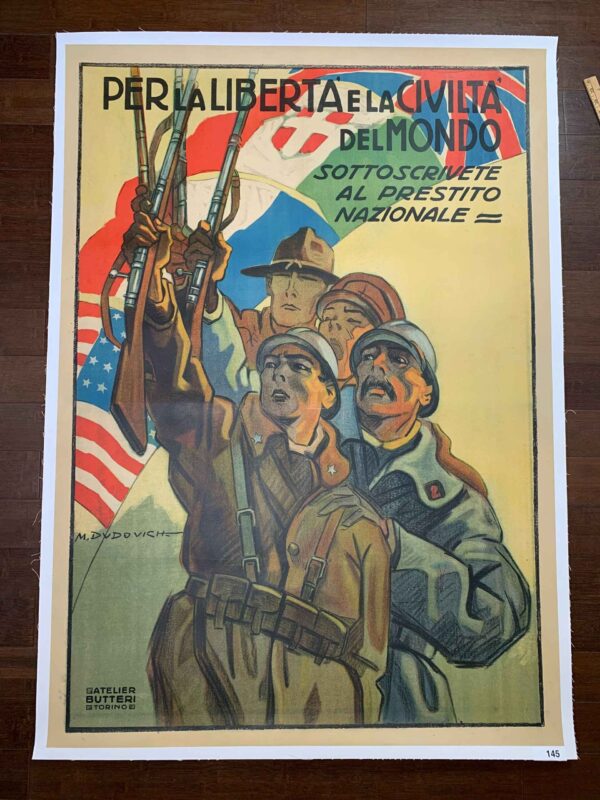 Per la Liberta e la Civalta - Art by Dudovich (1917) 39.25x54.25 Italian WWI Poster LB