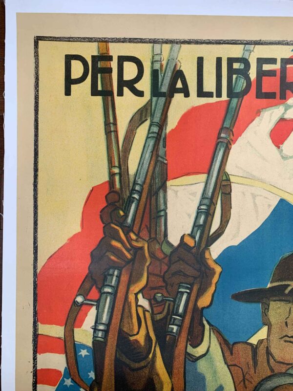 Per la Liberta e la Civalta - Art by Dudovich (1917) 39.25x54.25 Italian WWI Poster LB - Image 2