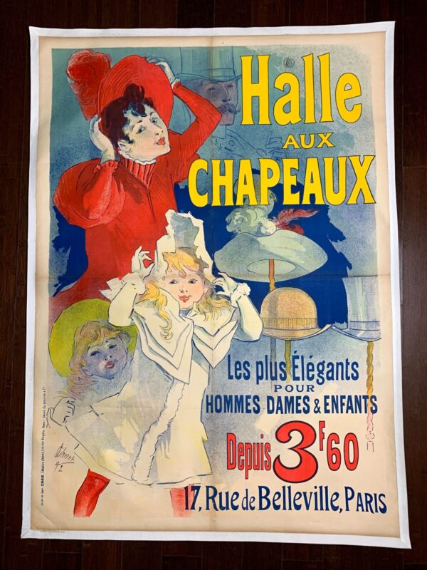 Halle Aux Chapeaux - Art By Cheret (1888) 34.4x48.8 French Advertising Poster LB