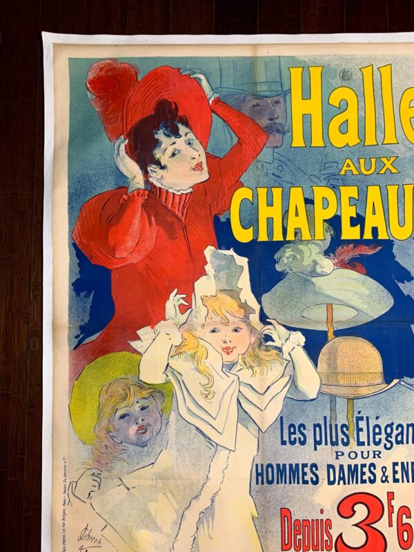 Halle Aux Chapeaux - Art By Cheret (1888) 34.4x48.8 French Advertising Poster LB - Image 4