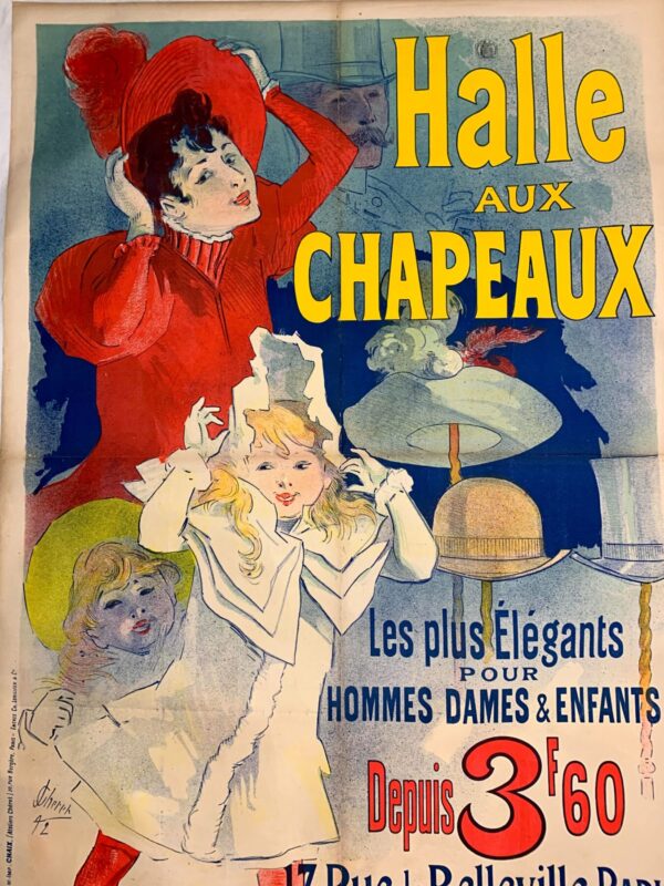 Halle Aux Chapeaux - Art By Cheret (1888) 34.4x48.8 French Advertising Poster LB - Image 5