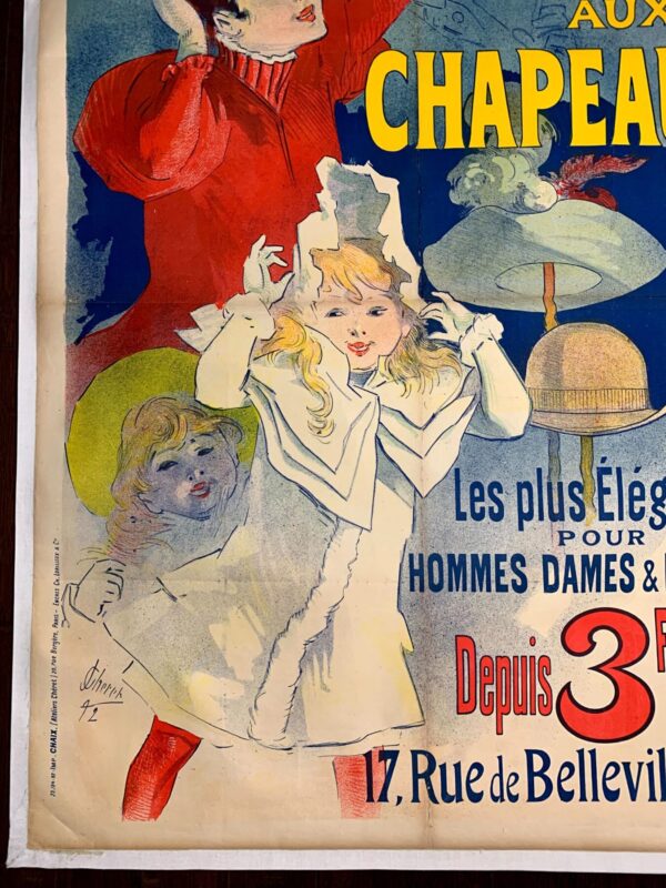 Halle Aux Chapeaux - Art By Cheret (1888) 34.4x48.8 French Advertising Poster LB - Image 6