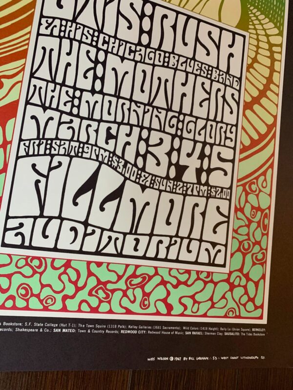 Otis, Rush, Mothers Of Invention - Fillmore Bg-53 1st Issue (1967) 13.375x22.5 US Music Poster - Image 5
