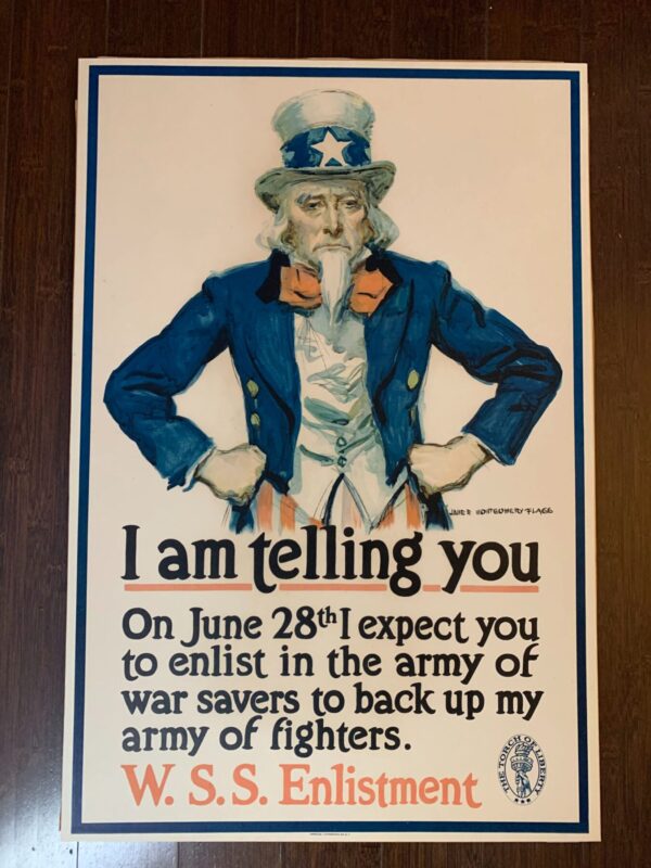 Uncle Sam - Art By James Montomery Flagg (1917) 20.125x30 US WWI Enlistment Poster