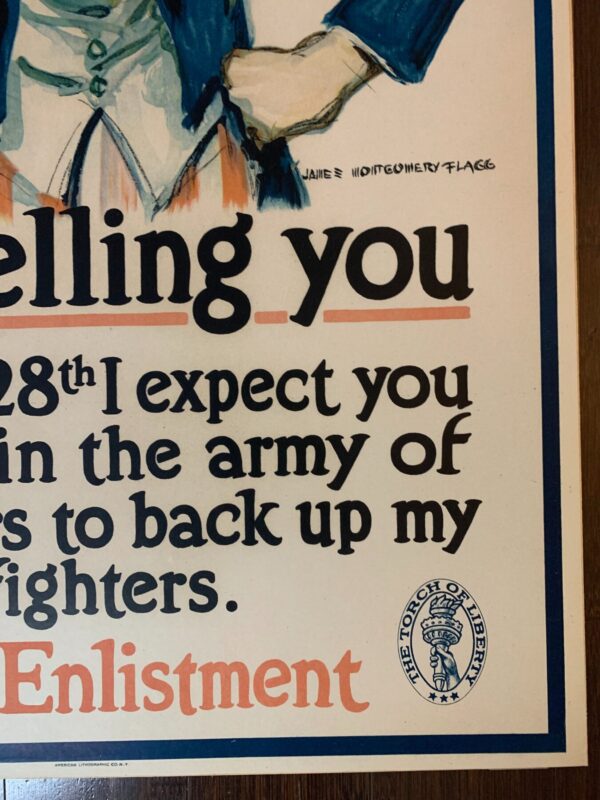 Uncle Sam - Art By James Montomery Flagg (1917) 20.125x30 US WWI Enlistment Poster - Image 5
