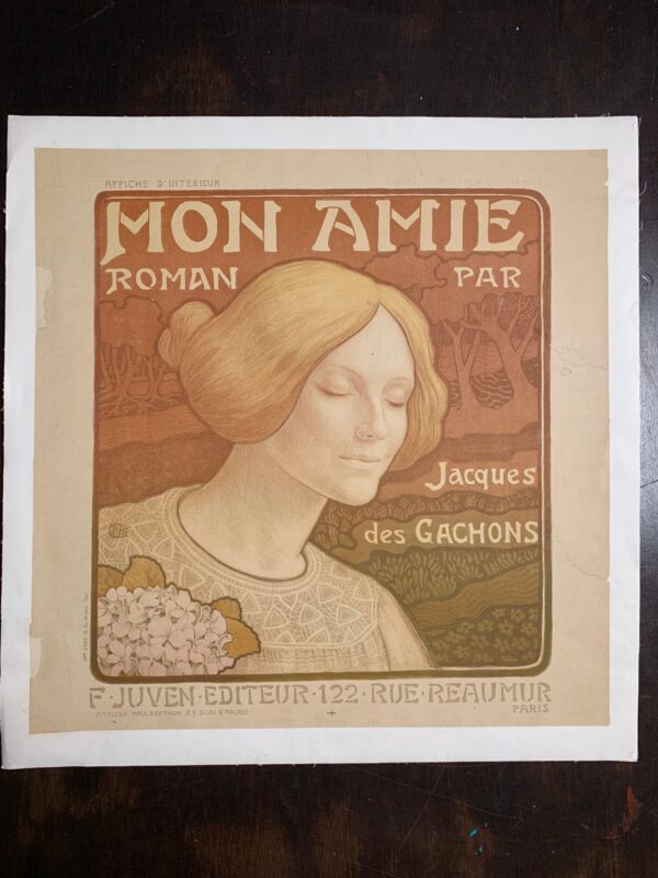 Mon Amie/Les Violettes - Art Berhon (1900) 18.125x18.5 French Lithograph LB