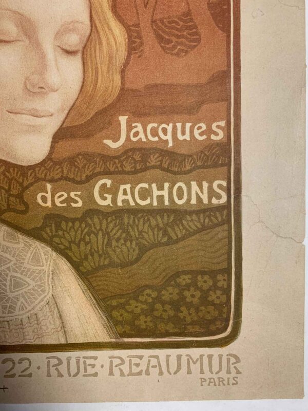 Mon Amie/Les Violettes - Art Berhon (1900) 18.125x18.5 French Lithograph LB - Image 4