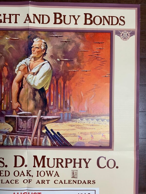 United We Stand Calendar (1943) 36 x 41 Rare US Salesman Sample WWII - Image 3