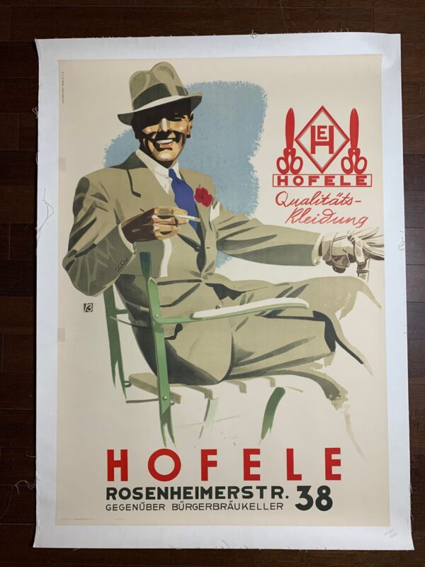 Hofele Clothing - Art by B (1930's) 33x47.5 German Advertising Poster LB