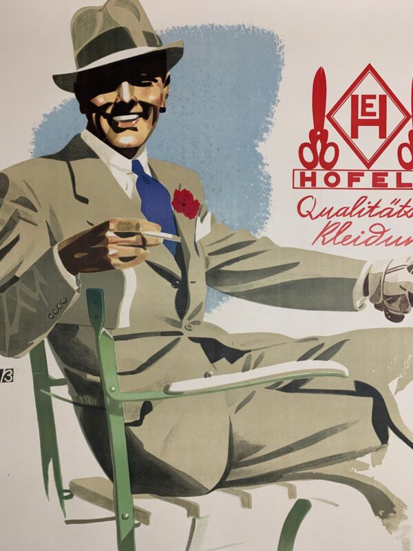 Hofele Clothing - Art by B (1930's) 33x47.5 German Advertising Poster LB - Image 6