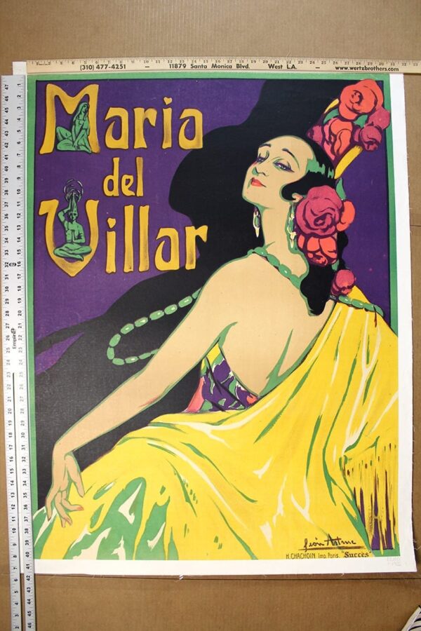 Maria Del Villar - Art By Leon Astruc (1925) 40.9x30.7 French Theater Poster LB