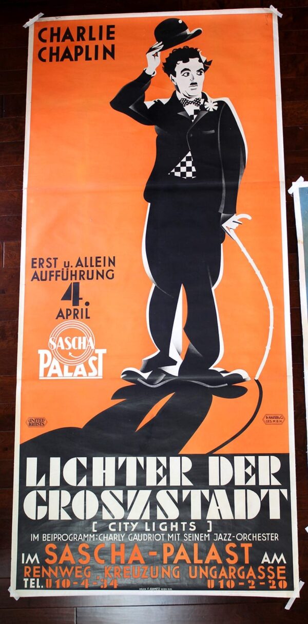 City Lights - Charlie Chaplin (1931) 109x49 Austrian Movie Poster LB