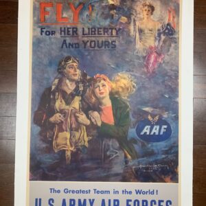 Fly for Her Liberty - Art by Christy (1944) 25x38 US WWII War Poster LB