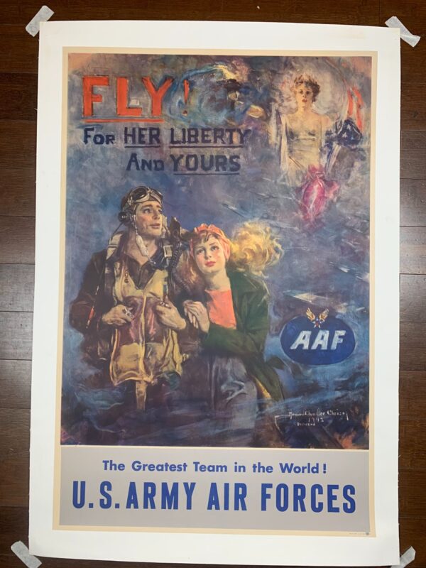 Fly for Her Liberty - Art by Christy (1944) 25x38 US WWII War Poster LB