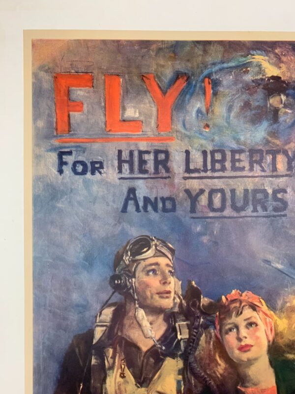 Fly for Her Liberty - Art by Christy (1944) 25x38 US WWII War Poster LB - Image 2