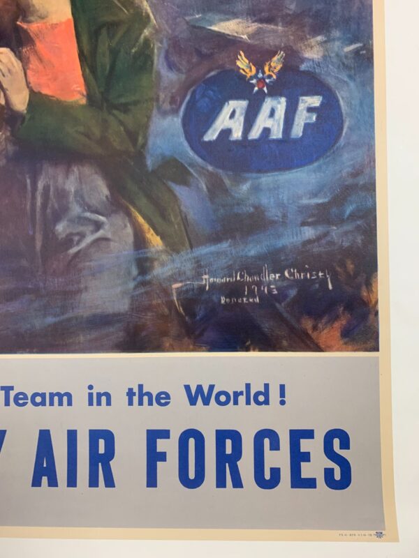 Fly for Her Liberty - Art by Christy (1944) 25x38 US WWII War Poster LB - Image 4