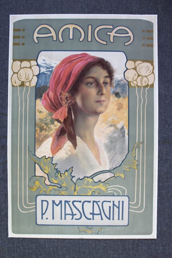 Amica - Art by Pietro Mascagni (1905) 18x27 French Advertising Poster LB