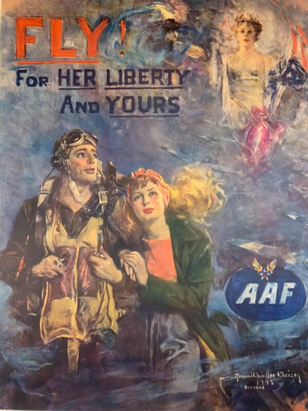 Fly for Her Liberty - Art by Christy (1944) 25x38 US WWII War Poster LB - Image 6