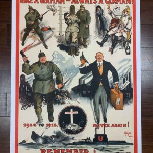 Once A German - Art by Wilson (1918) 20x30 UK WWI Poster LB