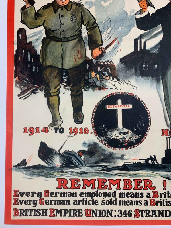 Once A German - Art by Wilson (1918) 20x30 UK WWI Poster LB - Image 4