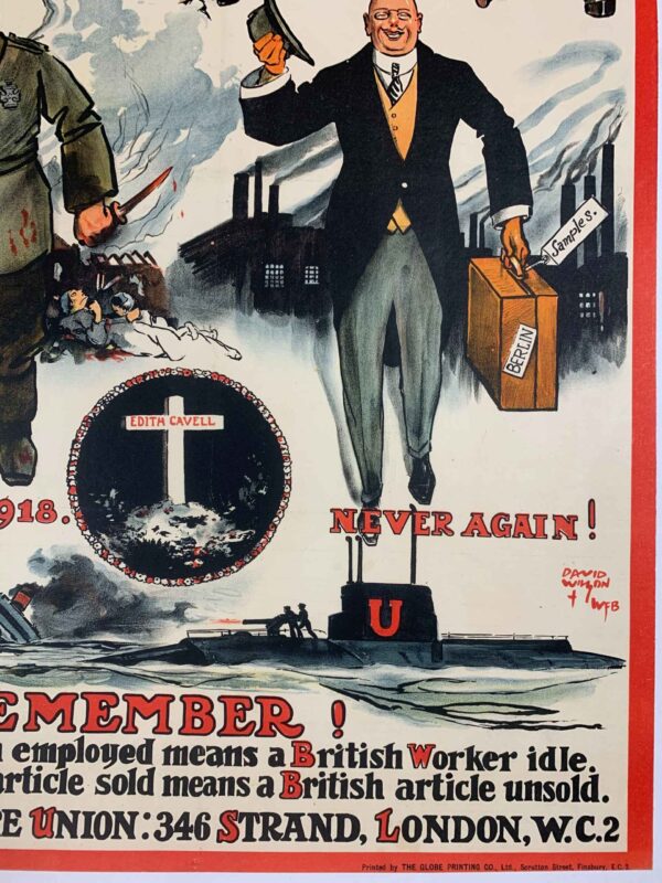 Once A German - Art by Wilson (1918) 20x30 UK WWI Poster LB - Image 5