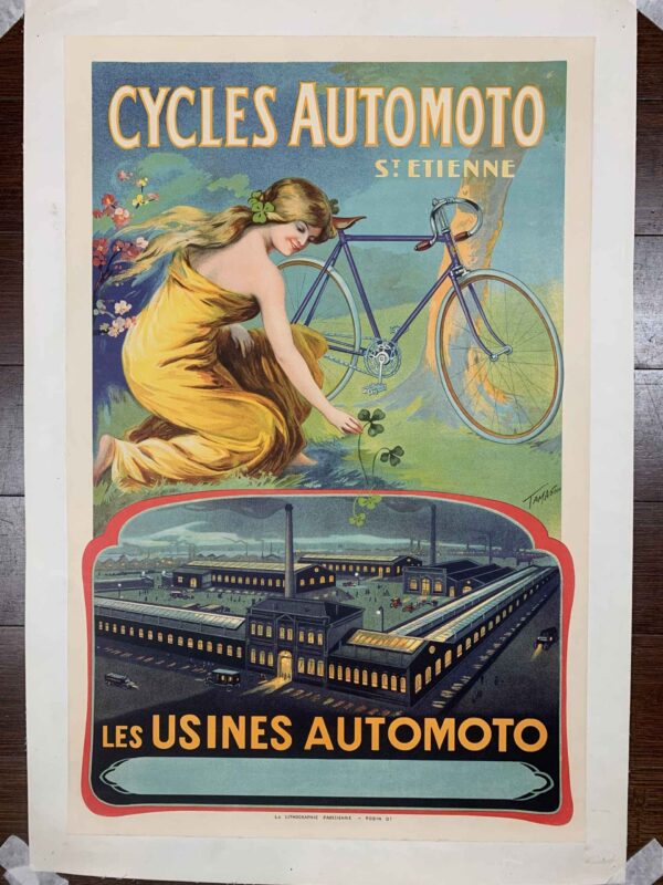 Cycles Automoto - Art Francisco Tamagno (1900) 15x22.75 French Lithograph LB