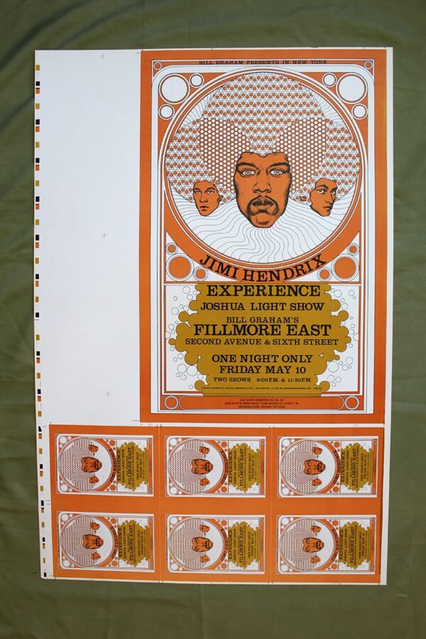 Jimi Hendrix Experience Live At Fillmore East (1968) Full Set Of US Concert Poster Printers Proofs (2nd Printing) - Image 4