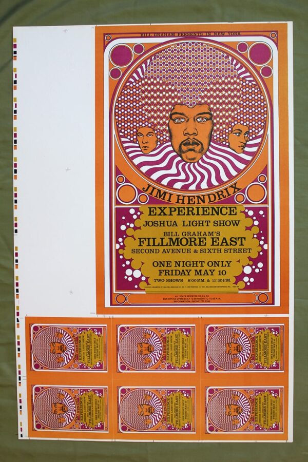 Jimi Hendrix Experience Live At Fillmore East (1968) Full Set Of US Concert Poster Printers Proofs (2nd Printing) - Image 5