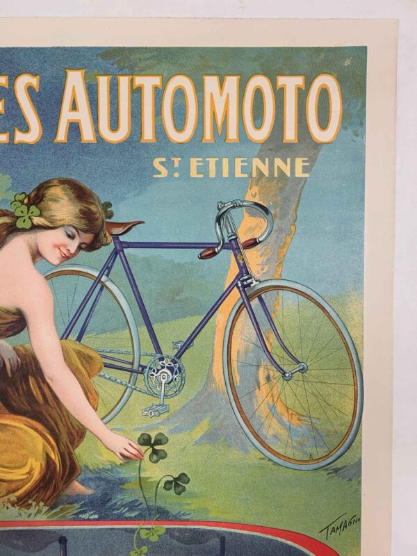 Cycles Automoto - Art Francisco Tamagno (1900) 15x22.75 French Lithograph LB - Image 3