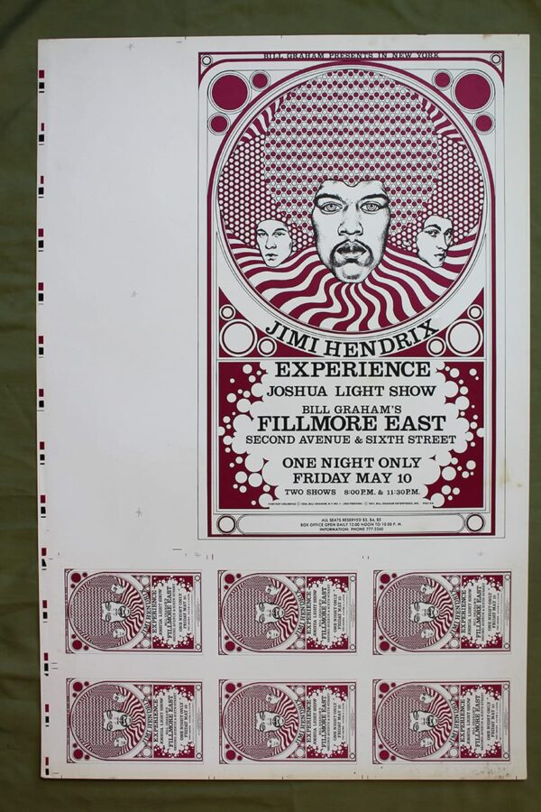 Jimi Hendrix Experience Live At Fillmore East (1968) Full Set Of US Concert Poster Printers Proofs (2nd Printing) - Image 3