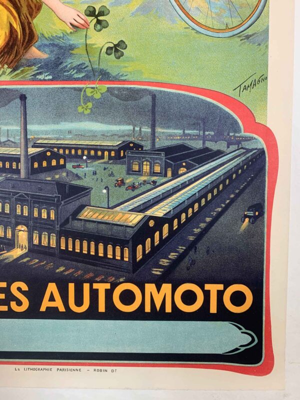 Cycles Automoto - Art Francisco Tamagno (1900) 15x22.75 French Lithograph LB - Image 4