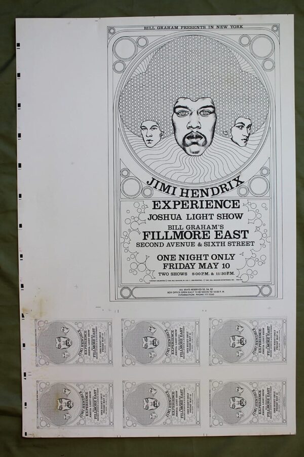 Jimi Hendrix Experience Live At Fillmore East (1968) Full Set Of US Concert Poster Printers Proofs (2nd Printing) - Image 2
