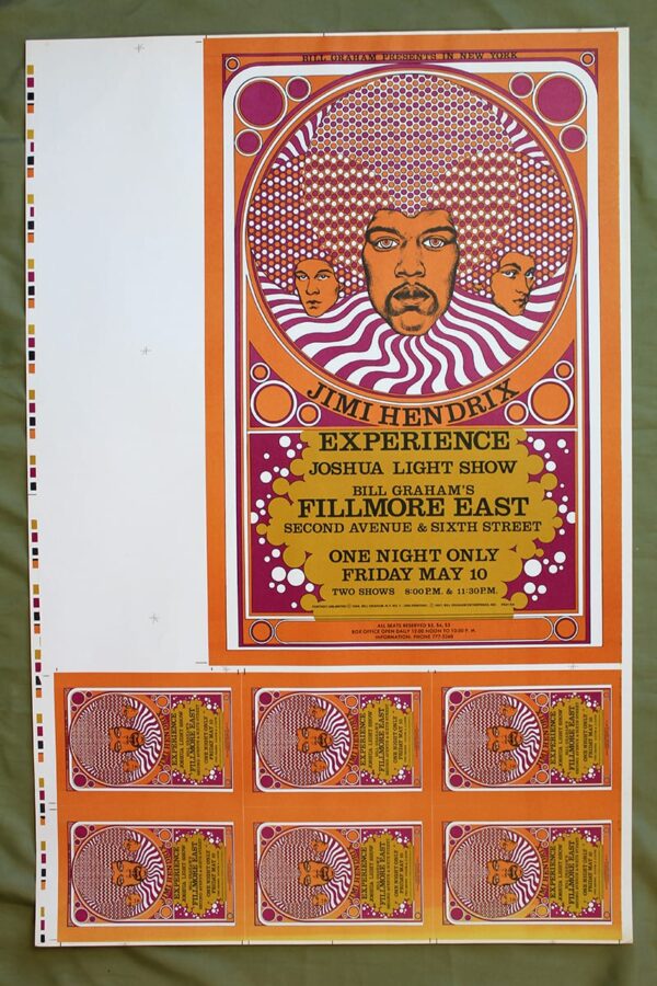 Jimi Hendrix Experience Live At Fillmore East (1968) Full Set Of US Concert Poster Printers Proofs (2nd Printing)