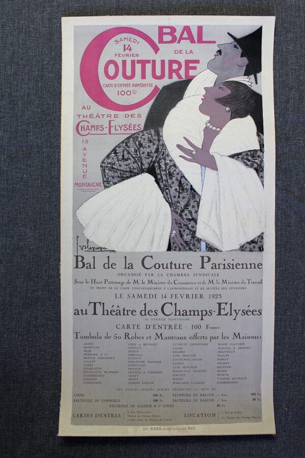 Bal De La Couture - Art By Georges Lepape (1925) 16x31 French Advertising Poster LB