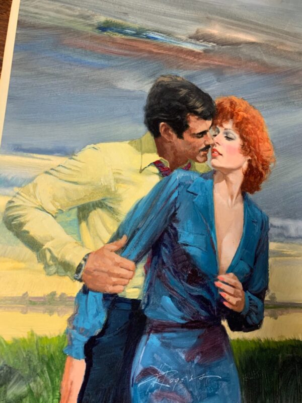 Illustration Art Used In 'Between The Lines' Book Cover - Art By Howard Rogers (1957) 12.25x20 Oil On Canvas Painting And Paperback Book - Image 3