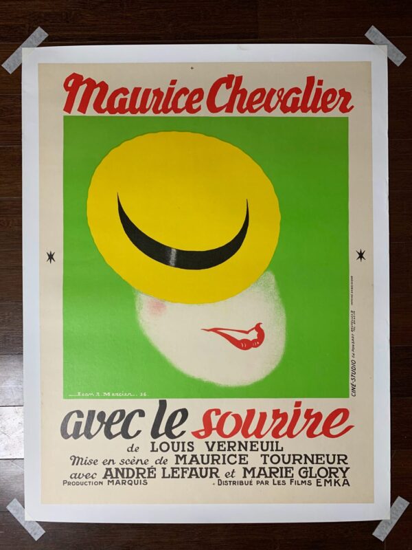 Maurice Chevalier - Art By Jean Mercier (1936) 24.25x32.25 French Movie Poster LB
