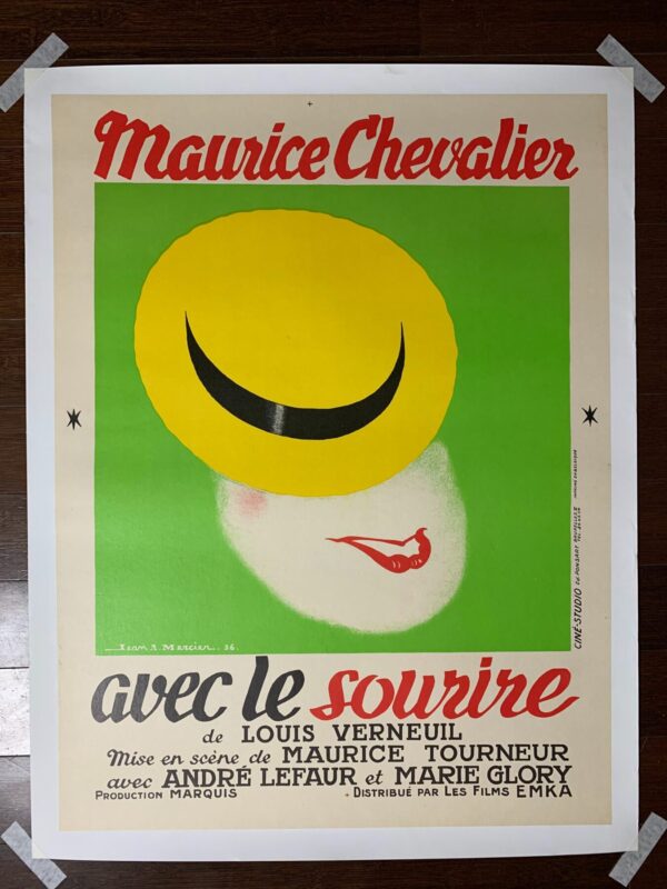 Maurice Chevalier - Art By Jean Mercier (1936) 24.25x32.25 French Movie Poster LB - Image 2