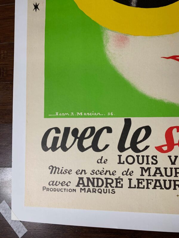 Maurice Chevalier - Art By Jean Mercier (1936) 24.25x32.25 French Movie Poster LB - Image 3