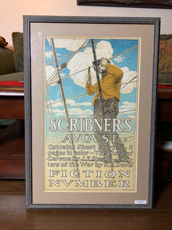 Scribner's August Fiction - Art By Henry Mccarter (1879) 14x23 US Advertising Poster - Framed