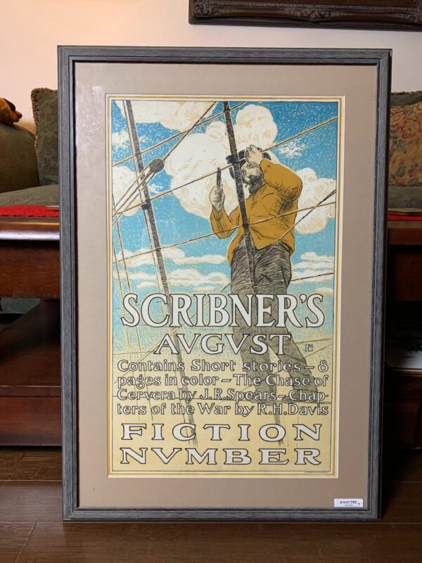 Scribner's August Fiction - Art By Henry Mccarter (1879) 14x23 US Advertising Poster - Framed - Image 2